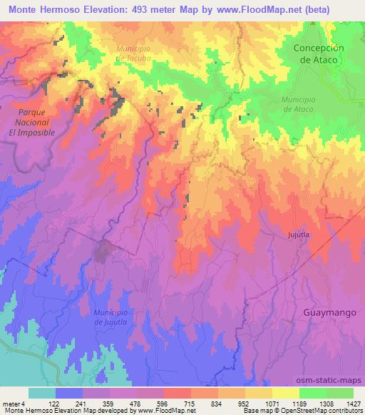 Monte Hermoso,El Salvador Elevation Map