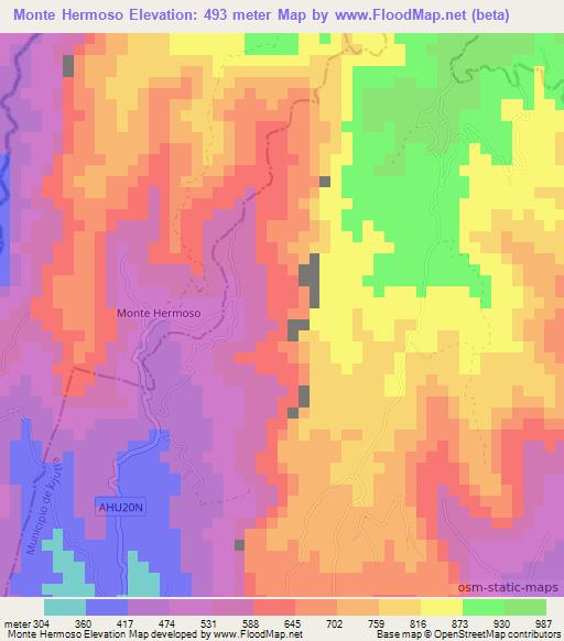 Monte Hermoso,El Salvador Elevation Map