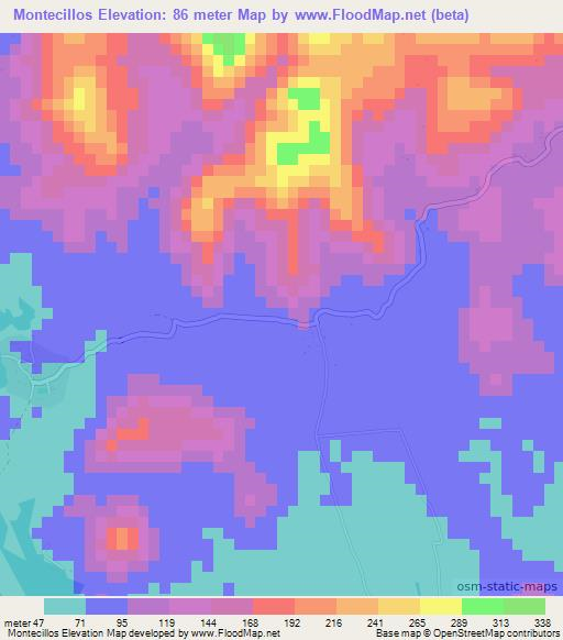 Montecillos,El Salvador Elevation Map