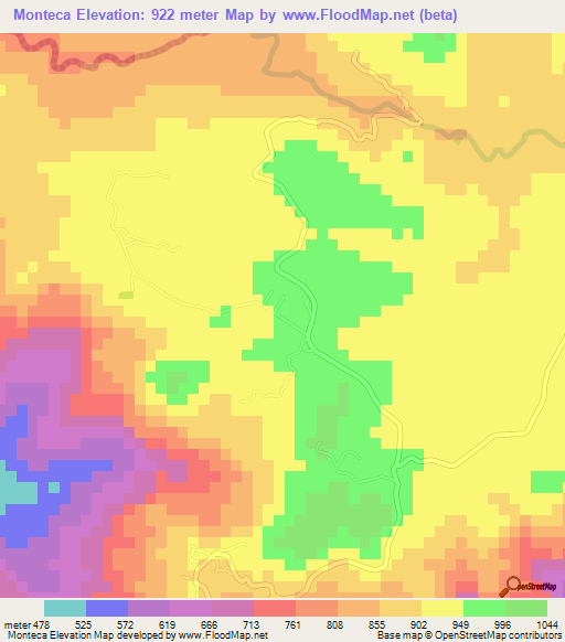 Monteca,El Salvador Elevation Map