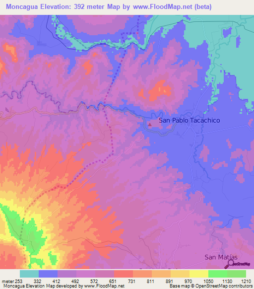 Moncagua,El Salvador Elevation Map