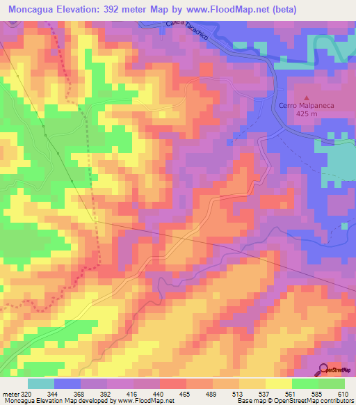 Moncagua,El Salvador Elevation Map
