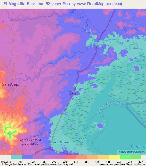 El Mogotillo,El Salvador Elevation Map