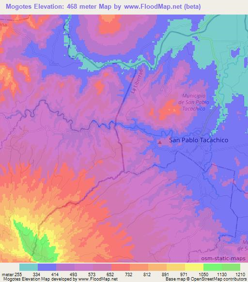 Mogotes,El Salvador Elevation Map