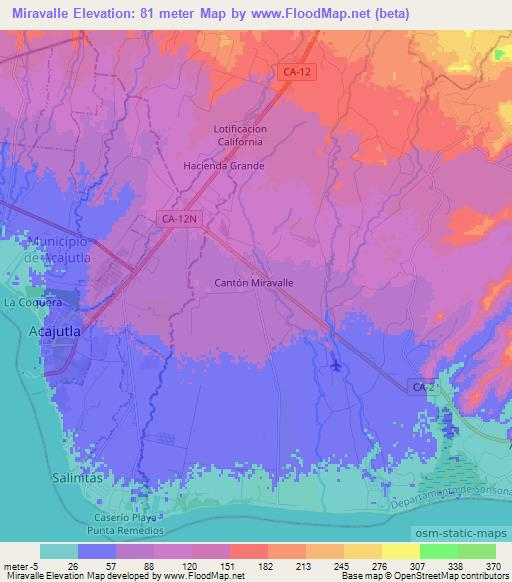 Miravalle,El Salvador Elevation Map