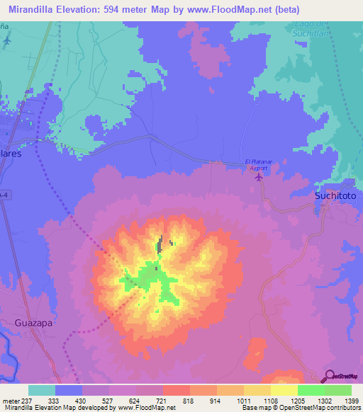 Mirandilla,El Salvador Elevation Map