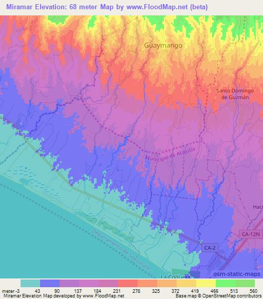 Miramar,El Salvador Elevation Map