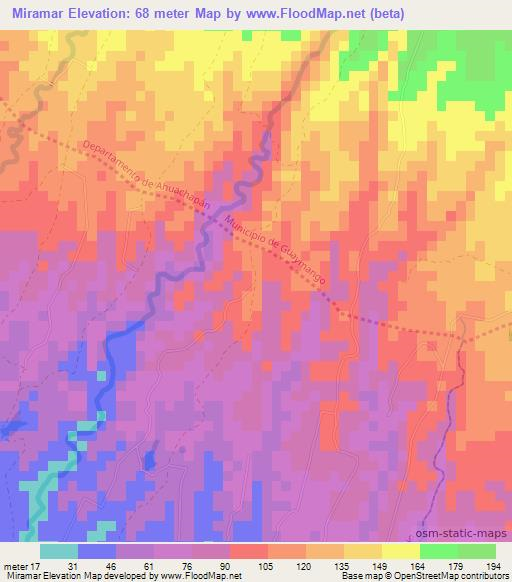 Miramar,El Salvador Elevation Map
