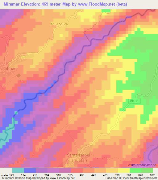 Miramar,El Salvador Elevation Map