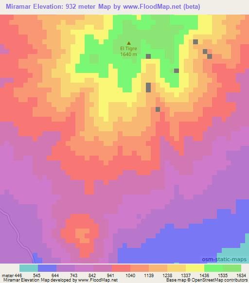 Miramar,El Salvador Elevation Map