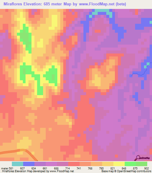 Miraflores,El Salvador Elevation Map