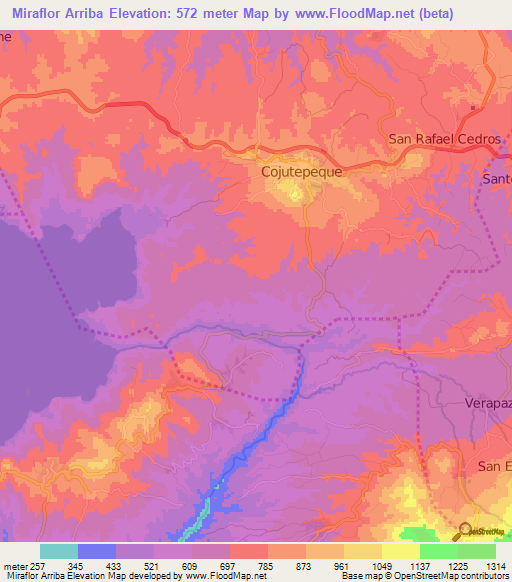 Miraflor Arriba,El Salvador Elevation Map
