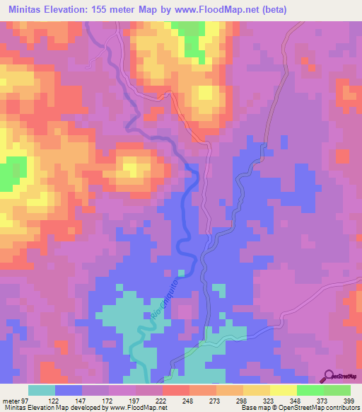 Minitas,El Salvador Elevation Map