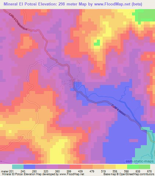 Mineral El Potosi,El Salvador Elevation Map