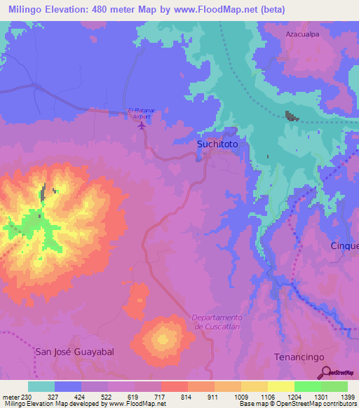 Milingo,El Salvador Elevation Map