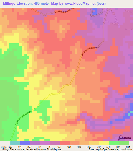 Milingo,El Salvador Elevation Map