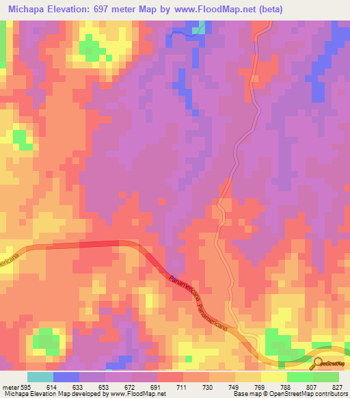 Michapa,El Salvador Elevation Map