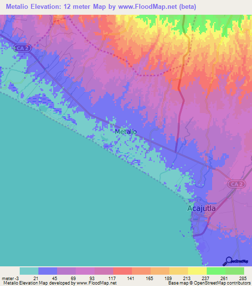 Metalio,El Salvador Elevation Map