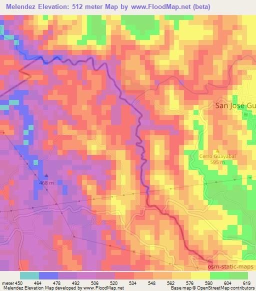Melendez,El Salvador Elevation Map