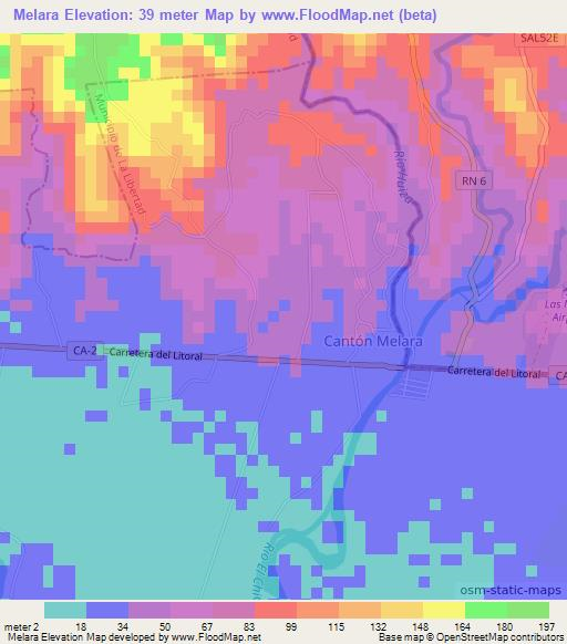Melara,El Salvador Elevation Map
