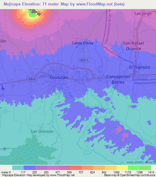 Mejicapa,El Salvador Elevation Map