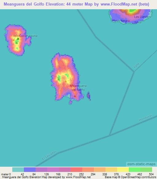 Meanguera del Golfo,El Salvador Elevation Map