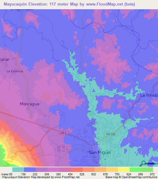 Mayucaquin,El Salvador Elevation Map