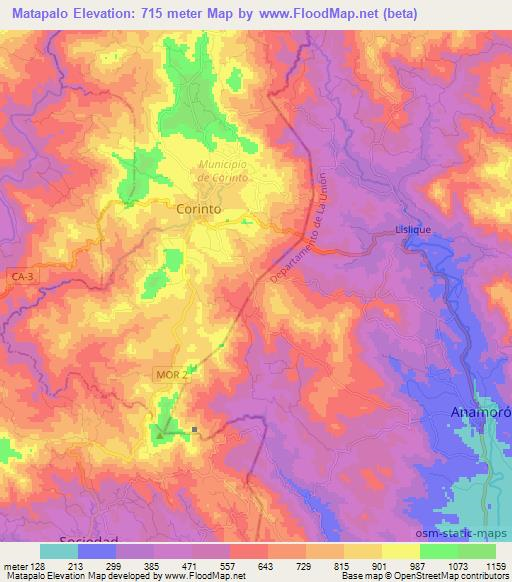 Matapalo,El Salvador Elevation Map