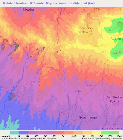 Matala,El Salvador Elevation Map