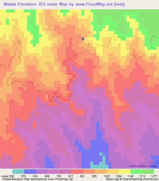 Matala,El Salvador Elevation Map