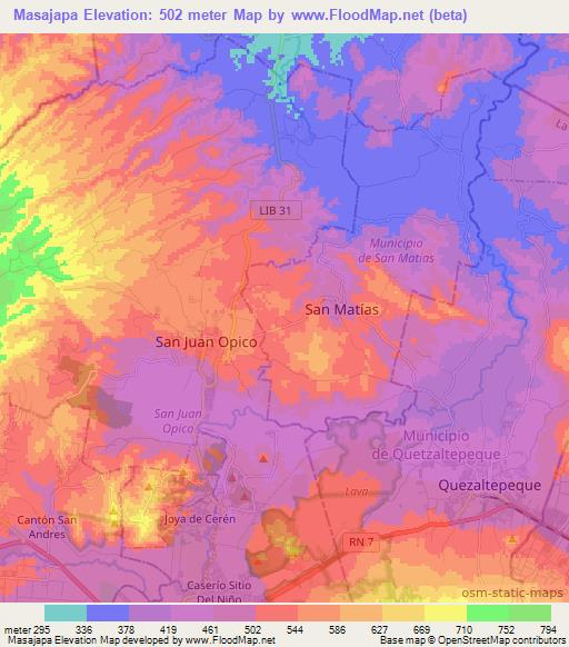 Masajapa,El Salvador Elevation Map