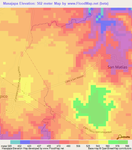 Masajapa,El Salvador Elevation Map