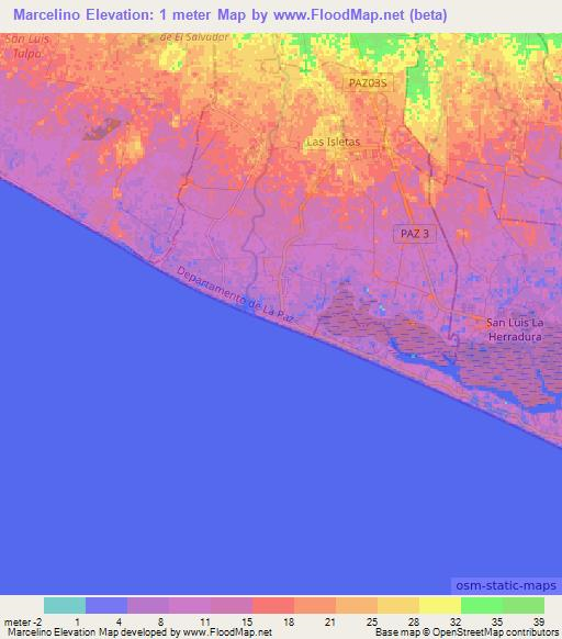 Marcelino,El Salvador Elevation Map