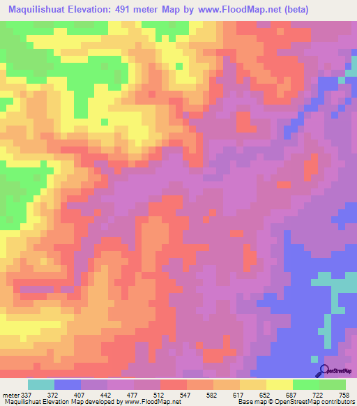 Maquilishuat,El Salvador Elevation Map