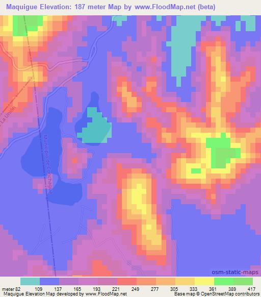Maquigue,El Salvador Elevation Map