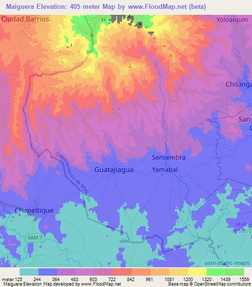 Maiguera,El Salvador Elevation Map