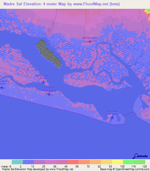 Madre Sal,El Salvador Elevation Map