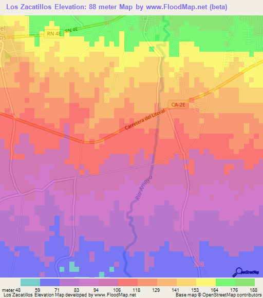 Los Zacatillos,El Salvador Elevation Map