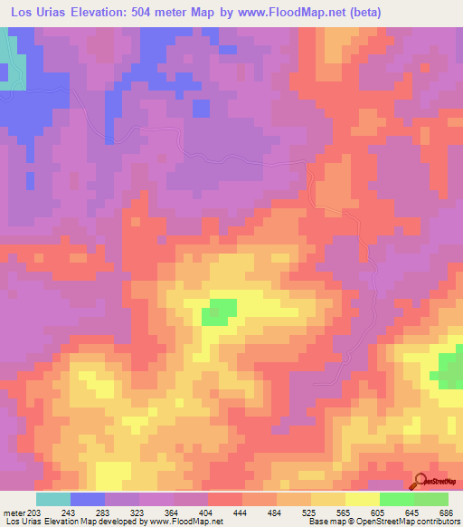 Los Urias,El Salvador Elevation Map