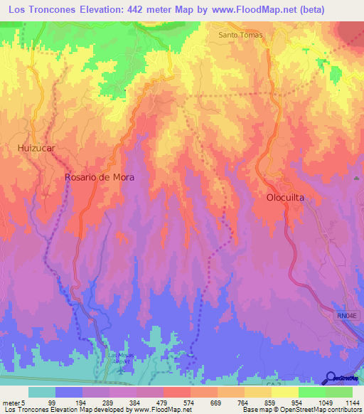 Los Troncones,El Salvador Elevation Map