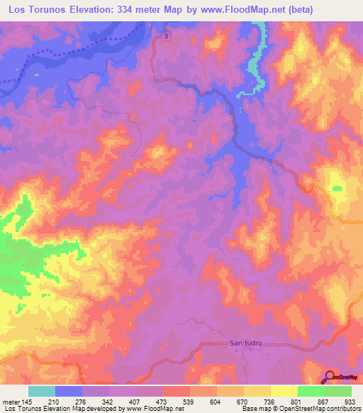 Los Torunos,El Salvador Elevation Map