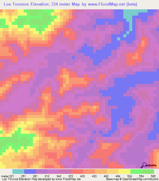 Los Torunos,El Salvador Elevation Map