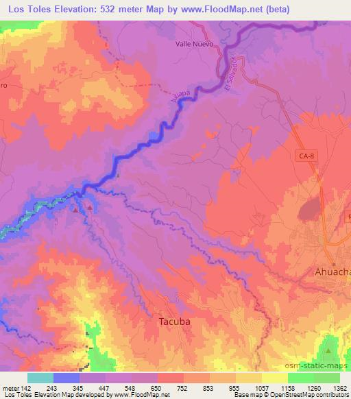 Los Toles,El Salvador Elevation Map