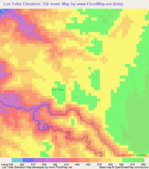Los Toles,El Salvador Elevation Map
