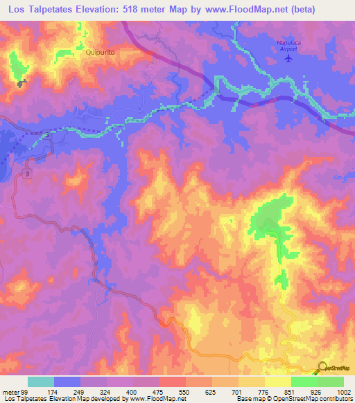 Los Talpetates,El Salvador Elevation Map