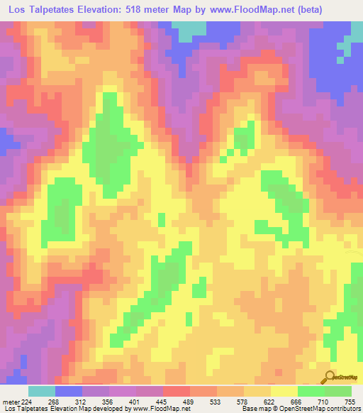 Los Talpetates,El Salvador Elevation Map