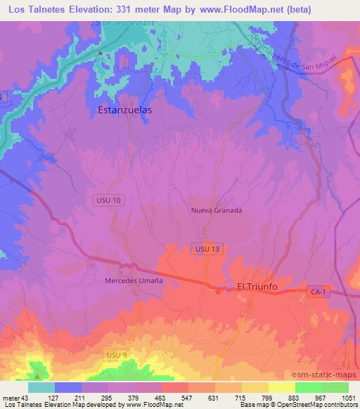 Los Talnetes,El Salvador Elevation Map
