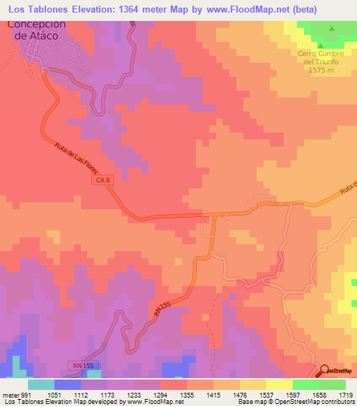 Los Tablones,El Salvador Elevation Map