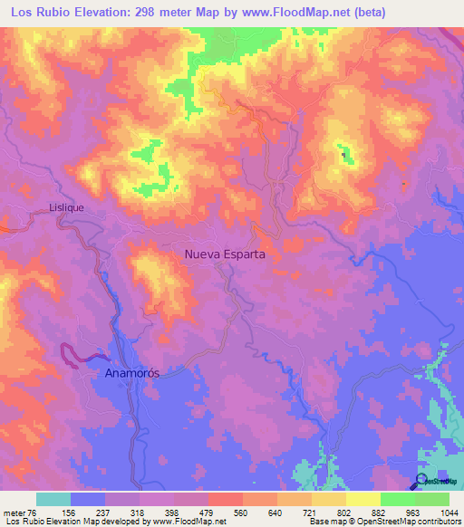 Los Rubio,El Salvador Elevation Map