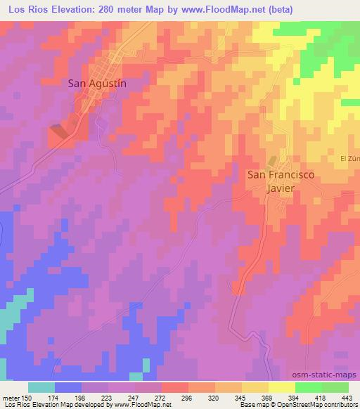 Los Rios,El Salvador Elevation Map